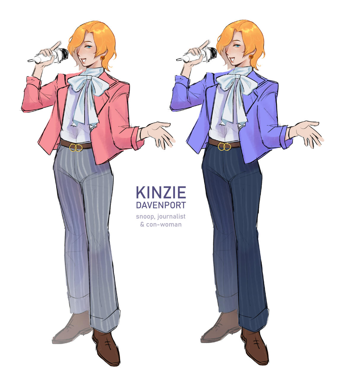 Rough colour options for a colleague's character, Kinzie.